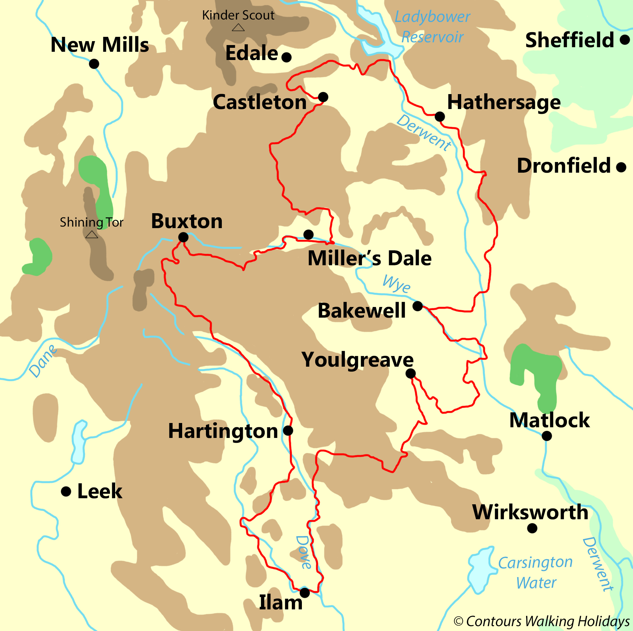 White Peak Way map